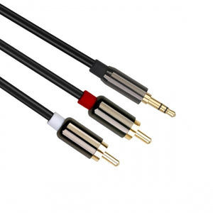 SYSTEM-S RCA Fiche RCA (mâle) vers jack 3,5 mm AUX (mâle) câble audio stéréo Câble audio RCA 10m