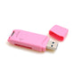 SYSTEM-S 2 in 1 USB Type A 3.0 to Micro SD SDXC SDHC card reader adapter in pink