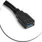 SYSTEM-S USB 3.1 cable 25 cm type C plug to 2.0 mini B socket left right angled adapter in black