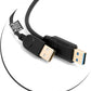 SYSTEM-S USB 3.1 cable 25 cm type C plug to 2.0 mini B socket left right angled adapter in black