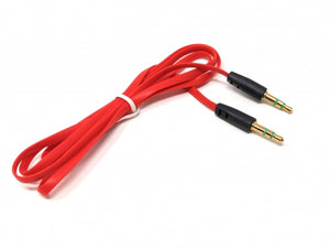 SYSTEM-S adapter cable 3.5mm jack to 3.5mm jack AUX stereo plug flat cable 200 cm 3-pin red