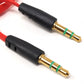 SYSTEM-S adapter cable 3.5mm jack to 3.5mm jack AUX stereo plug flat cable 200 cm 3-pin red