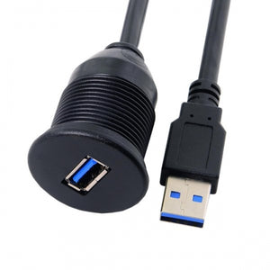 System-S 1m Dual USB A 3.0. Cable extension cable installation socket for flush-mounted dashboard