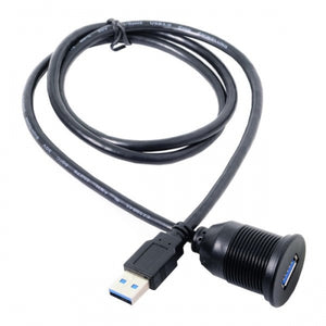 System-S 1m Dual USB A 3.0. Cable extension cable installation socket for flush-mounted dashboard