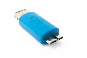 Adaptateur USB 3.0 type A femelle vers câble micro B mâle en bleu