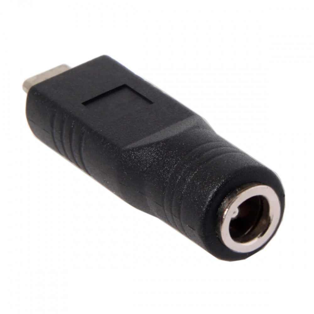 USB 3.1 adapter type C plug to DC 20 V 5.5 x 2.5 mm plug cable in black