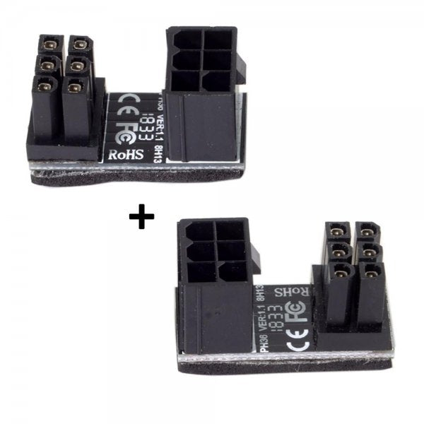 2x ATX Adapter 6Pin Buchse zu Stecker Winkel Kabel für Mainboard