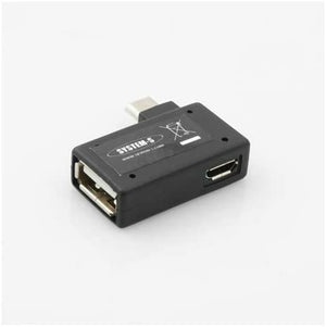 System-S OTG Host angle adapter USB A to Micro USB with extra Micro USB connector