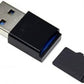 System-S Mini Adapter USB A 3.0 für microSD Karten Leser Card Reader Kartenlesegerät in Schwarz