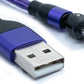 SYSTEM-S USB 2.0 Kabel 1 m Micro Stecker zu 2.0 A Buchse Adapter 180° Winkel in Lila