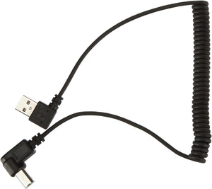 SYSTEM-S USB A male 90° left angled to USB type B male 90° right angled adapter spiral cable 35-80 cm