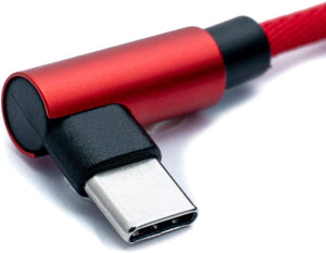 Câble SYSTEM-S USB 3.1 100 cm Type C mâle vers 2,0 A mâle coudé tressé en rouge