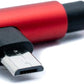 SYSTEM-S USB 2.0 Kabel 100 cm Micro Stecker zu 2.0 A Stecker Winkel geflochten in Rot