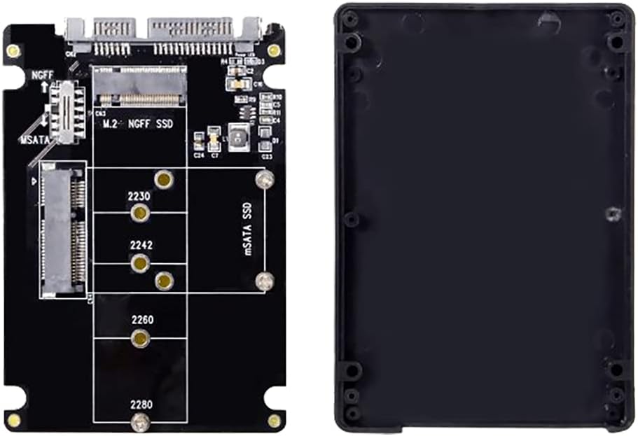 Adaptateur System-S SATA Y 3.0 vers M.2 NGFF B-Key et SSD mSATA avec manchon de câble en noir