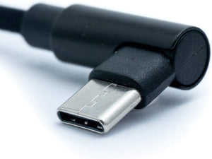 SYSTEM-S USB 3.1 Kabel 100 cm Typ C Stecker zu 2.0 A Stecker Winkel geflochten Schwarz