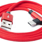 Cable USB 3.1 SYSTEM-S 100 cm Tipo C macho a 2.0 A macho ángulo trenzado en rojo