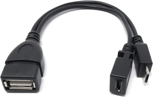 System-S USB 2.0 cable type A female splitter to 2x Micro USB (1x male/1x female) 19cm 