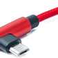 SYSTEM-S USB 2.0 Kabel 100 cm Micro Stecker zu 2.0 A Stecker Winkel geflochten in Rot