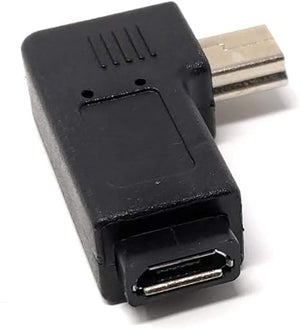 SYSTEM-S Micro USB socket to Mini USB plug 90° degree angle right angled angle plug adapter connector