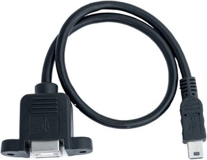 USB 2.0 cable 30 cm type B female to mini male with screw adapter in black