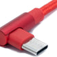 SYSTEM-S USB 3.1 cable 100 cm type C plug to 2.0 A plug angle braided in red