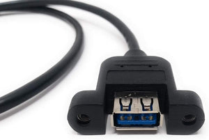 System-S USB Type A 3.0 Cable Upward Angled to USB Type A 3.0 Panel Mount Cable 60cm