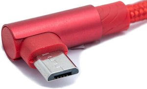 SYSTEM-S USB 2.0 Kabel 100 cm Micro Stecker zu 2.0 A Stecker Winkel geflochten in Rot