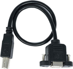 SYSTEM-S USB 2.0 Kabel 30 cm Typ B Stecker zu Buchse mit Schraube Adapter in Schwarz