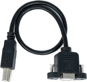 Câble USB 2.0 30 cm type B mâle vers femelle avec adaptateur à vis en noir