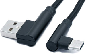 SYSTEM-S USB 3.1 cable 100 cm type C plug to 2.0 A plug angle braided black