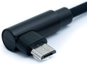 SYSTEM-S USB 2.0 cable 100 cm Micro plug to 2.0 A plug angle braided black