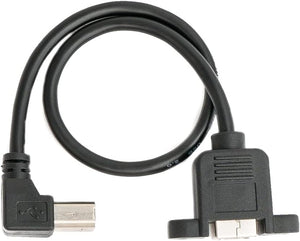 SYSTEM-S USB 2.0 Kabel 30 cm Typ B Stecker zu Buchse mit Schraube Winkel Adapter Schwarz