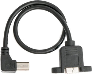 Câble USB 2.0 30 cm Type B mâle vers femelle avec adaptateur d'angle à vis noir