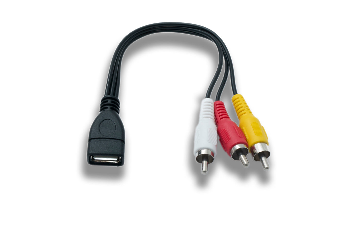 SYSTEM-S Cinch RCA Kabel 20 cm 3 polig Stecker zu USB 2.0 Typ A Buchse Audio