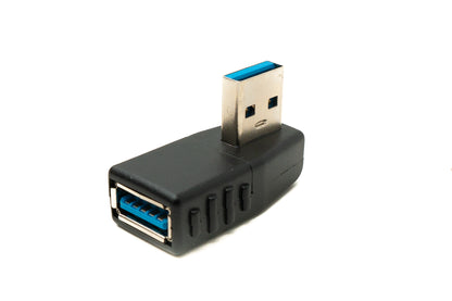 SYSTEM-S USB Type A 3.0 (female) to USB Type A 3.0 (male) 90° right angled right angle plug adapter