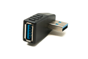 SYSTEM-S USB Type A 3.0 (female) to USB Type A 3.0 (male) 90° right angled right angle plug adapter