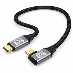 USB-C auf USB-C Kabel, seitlich gewinkelt, 0,5 m – 100 W PD, 10 Gbit/s, 4K bei 60 Hz, Nylon I System-S