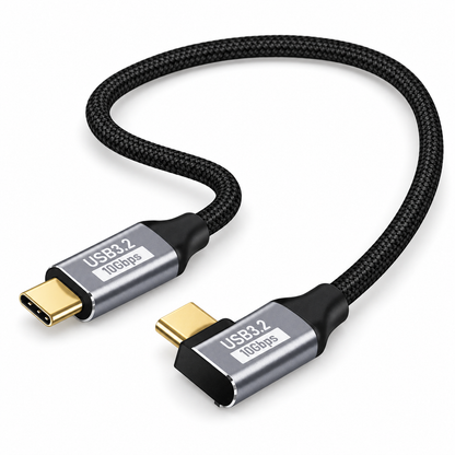 USB-C auf USB-C Kabel, seitlich gewinkelt, 0,5 m – 100 W PD, 10 Gbit/s, 4K bei 60 Hz, Nylon I System-S