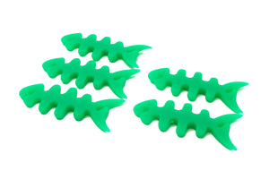 SYSTEM-S Lot de 5 Enrouleur de Câble Enrouleur de Câble en Silicone en Forme de Poisson Protecteur de Câble en Vert