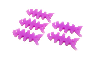 SYSTEM-S Lot de 5 enrouleurs de câbles en silicone en forme de poisson pour gestionnaire de câbles Violet