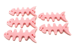 SYSTEM-S Set of 5 Cable Manager Wrap Cable Winder Fish Shape Silicone Winder Cable Protector in Pink