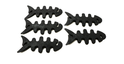 SYSTEM-S Set of 5 cable manager wrap cable reel fish shape silicone reel cable protector in black