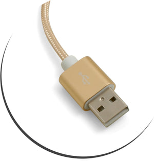 SYSTEM-S Micro USB cable (male) to USB A 2.0. (male) adapter data cable charging cable 25cm nylon braided in the color: gold