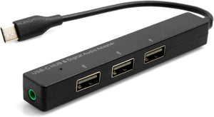 SYSTEM-S Hub USB 3 ports 3.1 Type C vers 3x USB 2.0 A câble adaptateur avec entrée audio 3,5 mm