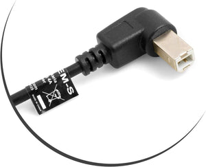 SYSTEM-S USB A (male)90° Grad rechts gewinkelt zu USB Typ B (male) 90° rechts gewinkelt Adapter Kabel 50 cm