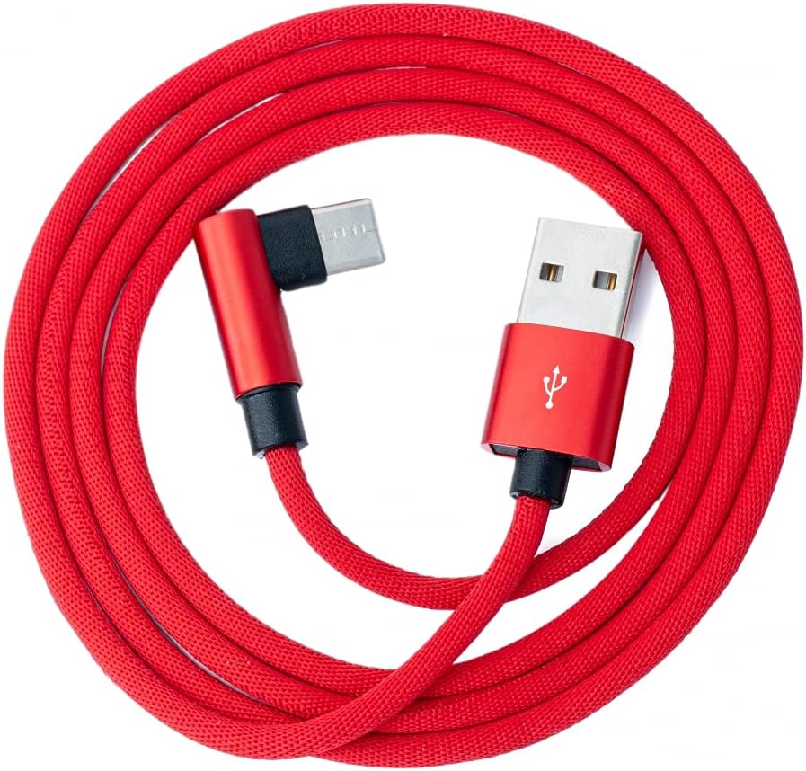 SYSTEM-S USB 3.1 Kabel 100 cm Typ C Stecker zu 2.0 A Stecker Winkel geflochten in Rot