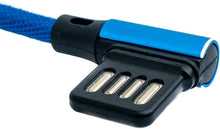 Lade das Bild in den Galerie-Viewer, USB 3.1 Kabel 3 m Typ C Stecker zu 2.0 A Stecker Winkel Adapter geflochten Blau

