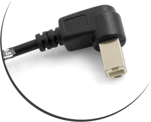 SYSTEM-S Cable adaptador USB A macho 90° acodado izquierdo a USB tipo B macho 90° acodado derecho 50 cm