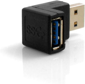SYSTEM-S USB Typ A 3.0 Eingang (female) auf USB Typ A 3.0 Stecker (male) 90° Abwärtswinkel Links Gewinkelt Adapterkabel Adapterstecker Adapter Converter