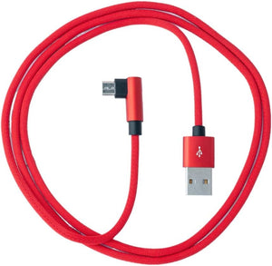 SYSTEM-S USB 2.0 cable 100 cm Micro plug to 2.0 A plug angle braided in red